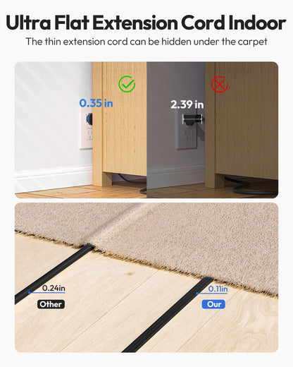 ⚡ Flat Plug Power Strip | 5 Outlets + 4 USB + Surge Guard 🛡️